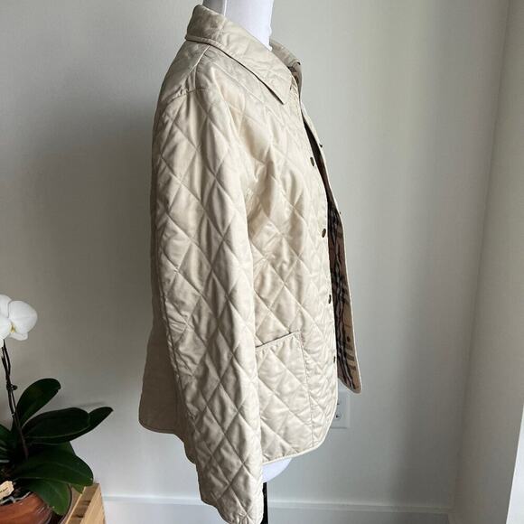 BURBERRY DIAMOND QUILTED JACKET TAN PLAID INTERIOR SIZE SMALL - Picture 2 of 10